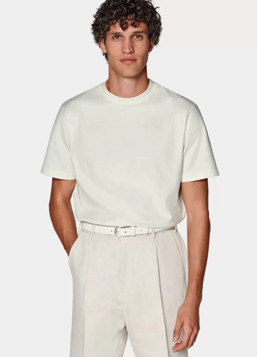 Suitsupply T-Shirt Rundhals Off-white Aus Reine Baumwolle | Deutschland Hot