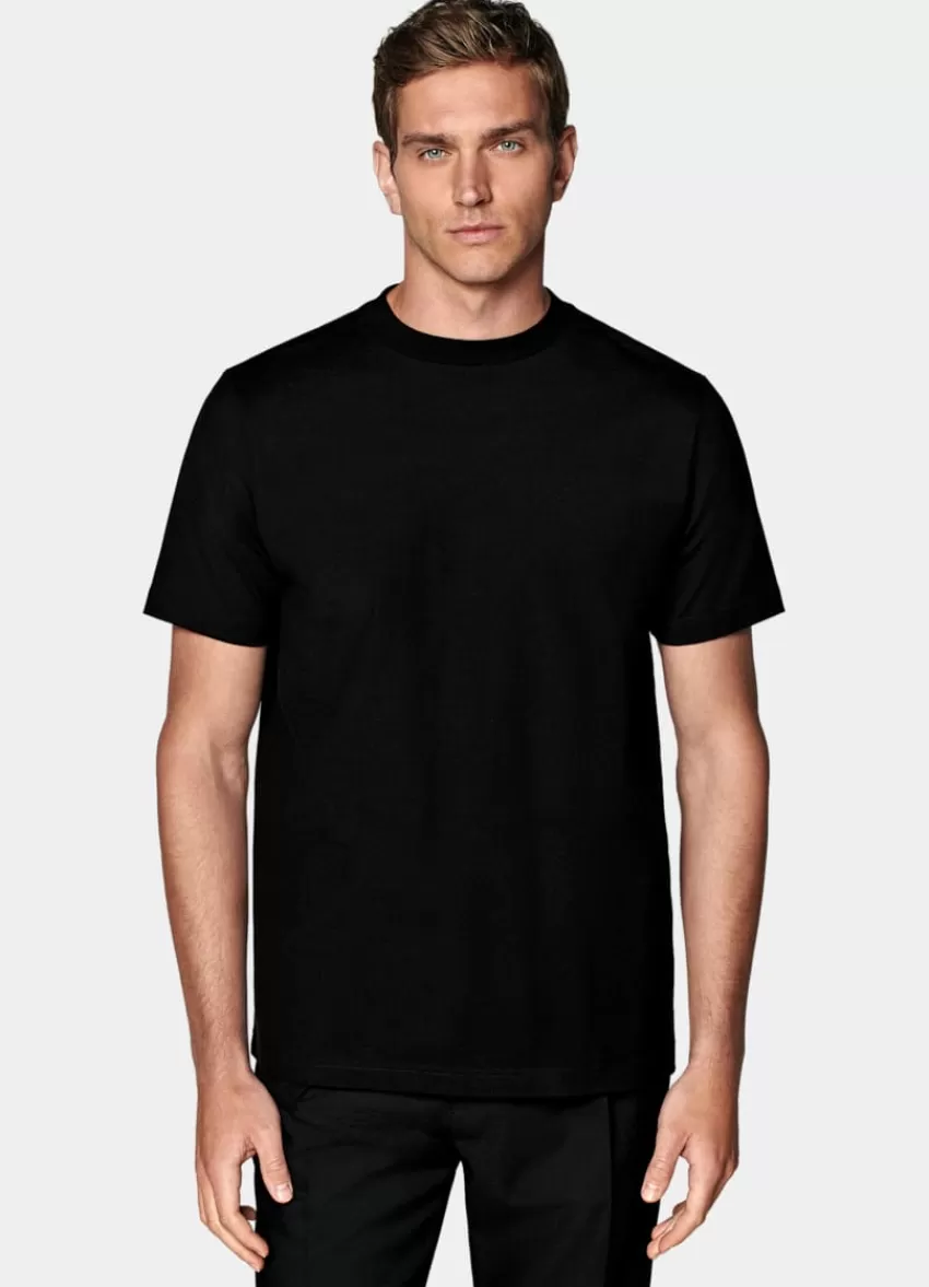 Suitsupply T-Shirt Rundhals Schwarz Aus Reine Baumwolle | Deutschland Hot