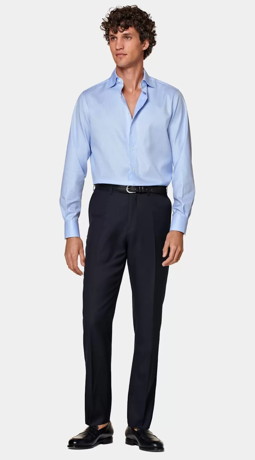 Suitsupply Twill Hemd Hellblau Kariert Slim Fit Aus Pima-Baumwolle Traveller | Deutschland Clearance