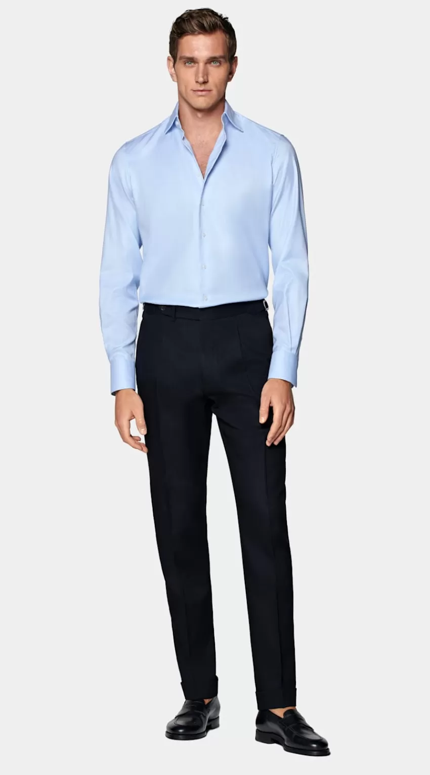 Suitsupply Twill-Hemd Hellblau Hahnentrittmuster Slim Fit Aus Pima-Baumwolle Traveller | Deutschland Outlet