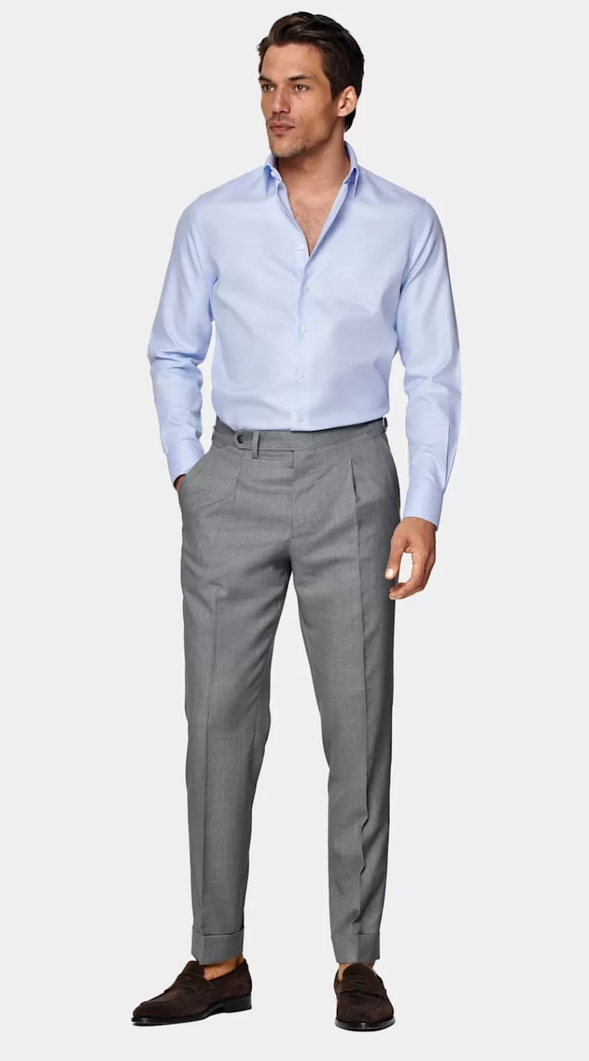 Suitsupply Twill-Hemd Hellblau Hahnentrittmuster Slim Fit Aus Pure Traveller Baumwolle | Deutschland Cheap