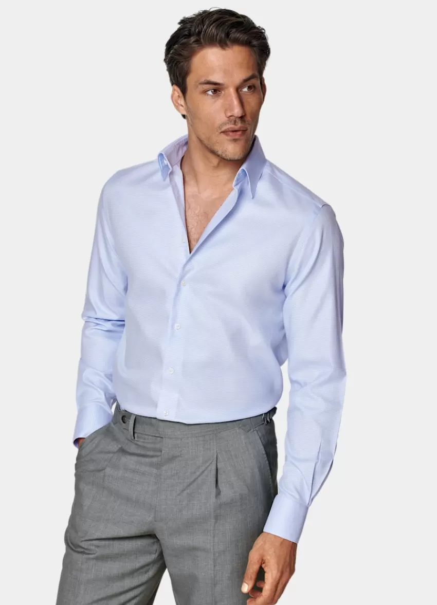 Suitsupply Twill-Hemd Hellblau Hahnentrittmuster Slim Fit Aus Pure Traveller Baumwolle | Deutschland Cheap