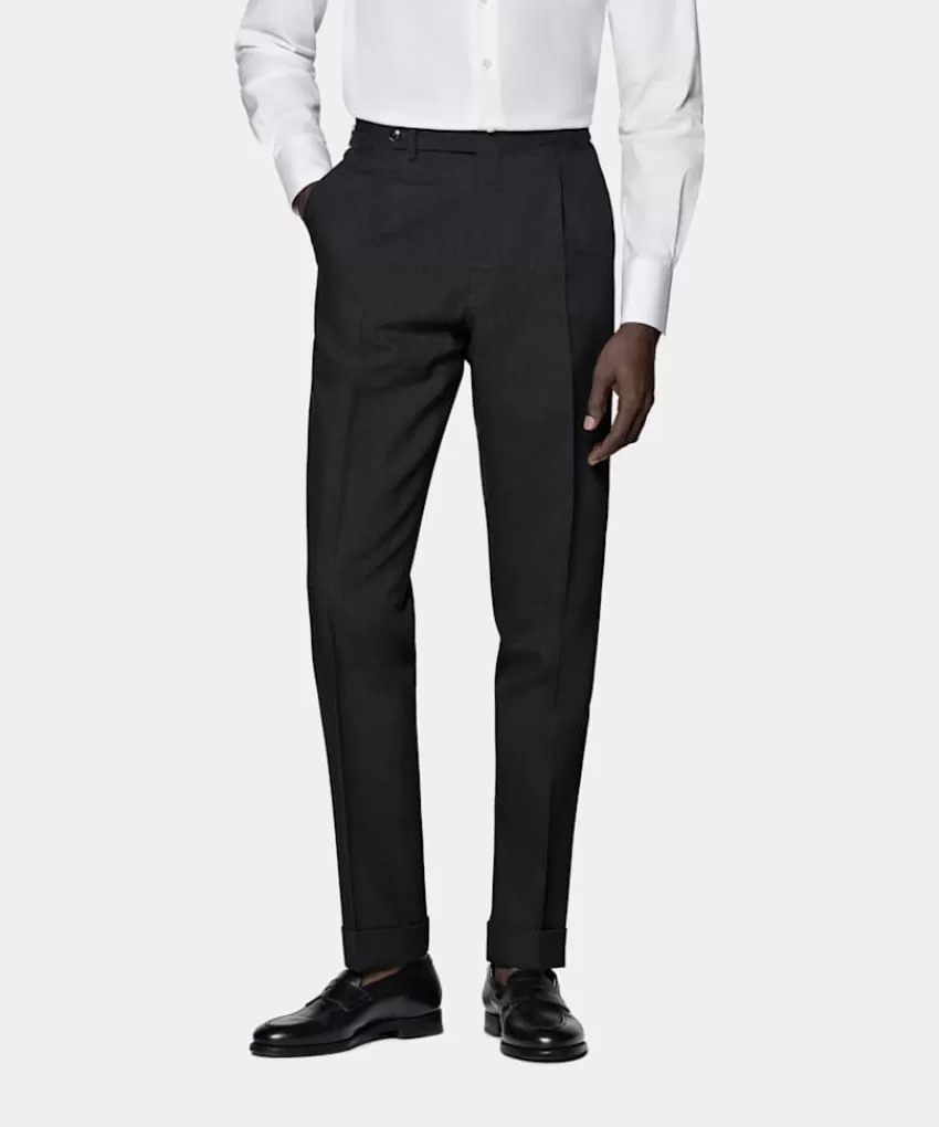Suitsupply Vigo Hose Dunkelgrau Slim Leg Tapered Aus Pure 4fach Traveller Schurwolle | Deutschland New