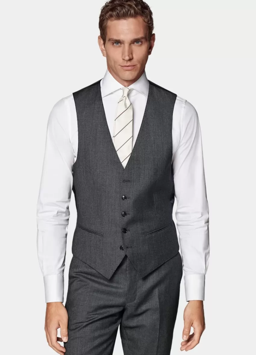 Suitsupply Weste Dunkelgrau Birdseyemuster Aus Pure S130er Schurwolle | Deutschland Cheap