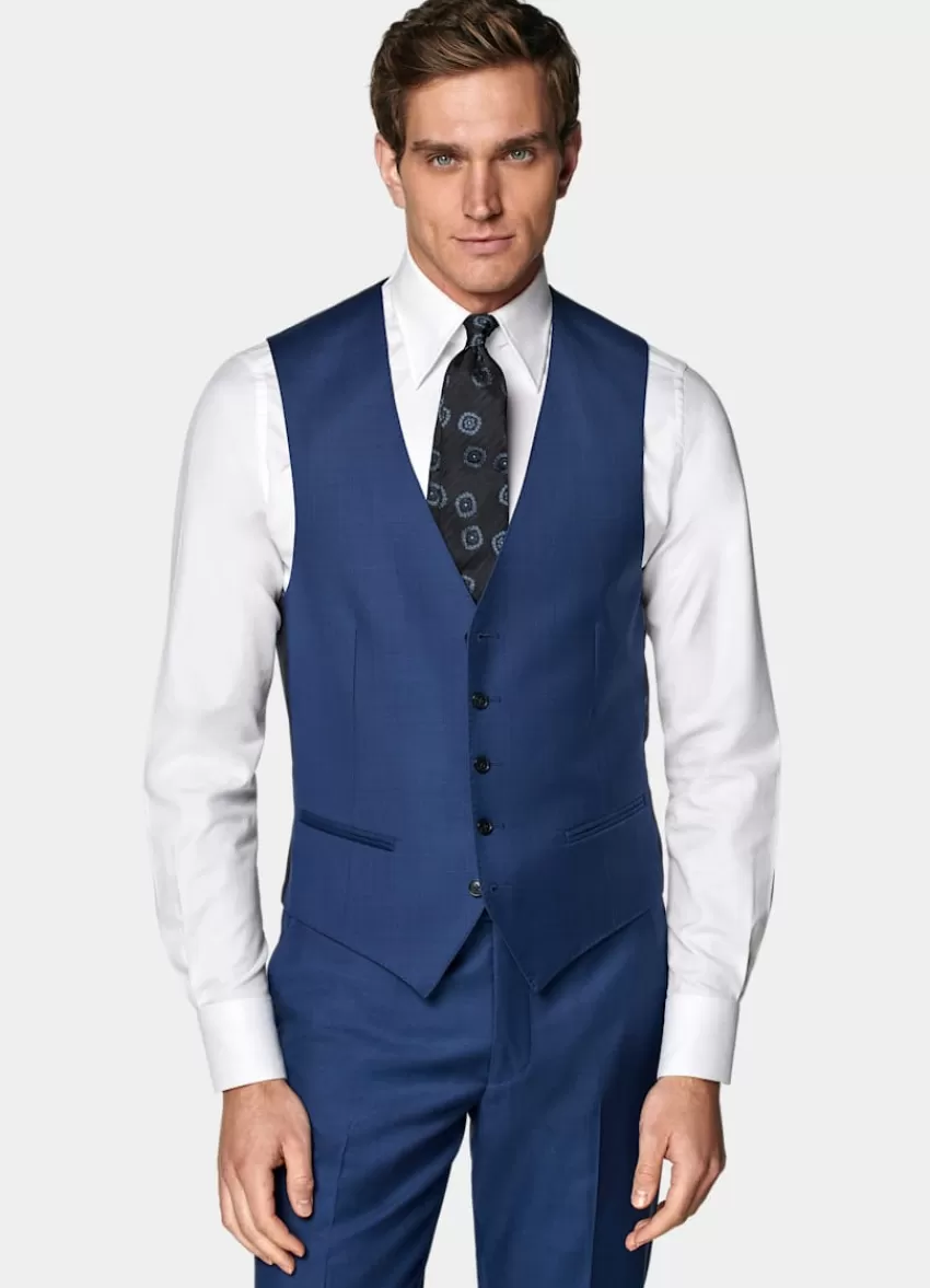 Suitsupply Weste Mittelblau Aus Pure S110er Schurwolle | Deutschland Outlet