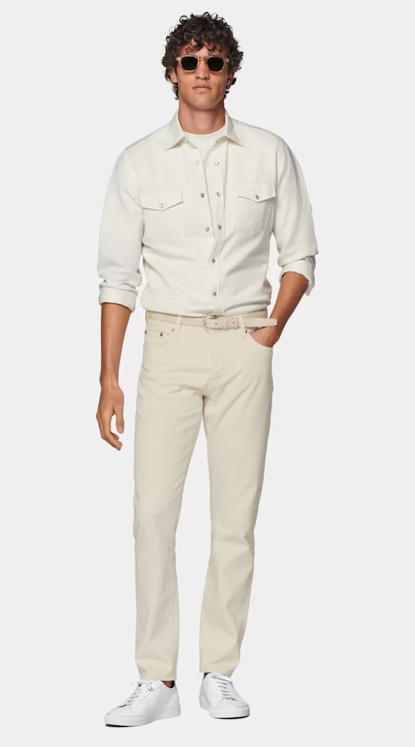 Suitsupply Westernhemd Off-white Aus Leinen Baumwolle | Deutschland Fashion