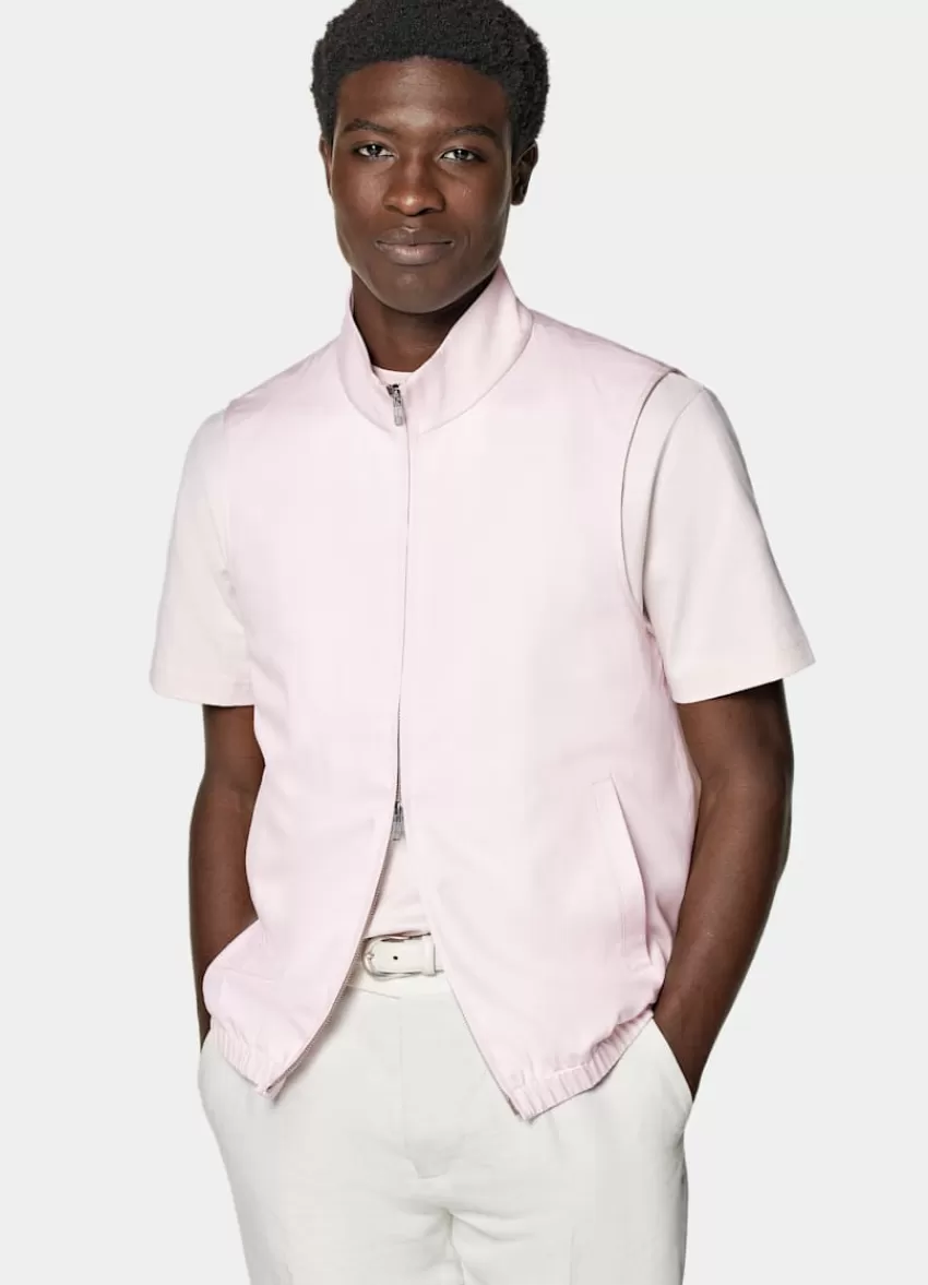 Suitsupply Zip-Weste Hellpink Aus Reine Seide | Deutschland Cheap